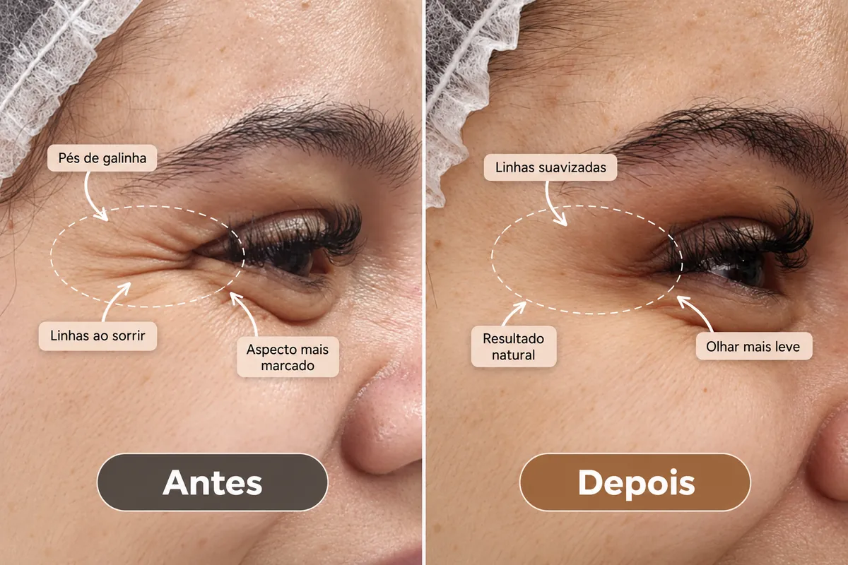 Antes e depois de Pés de galinha na Royal Face Vitória da Conquista